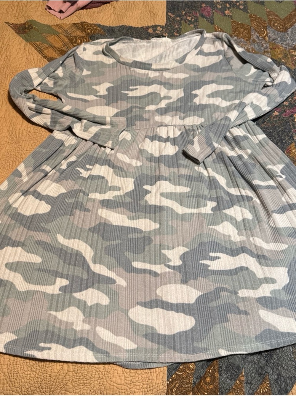 Source Unknown Girls' Camouflage Maxi Dress - Gray & White